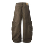 Curved Panel Wide-Leg Utility Cargo Pants