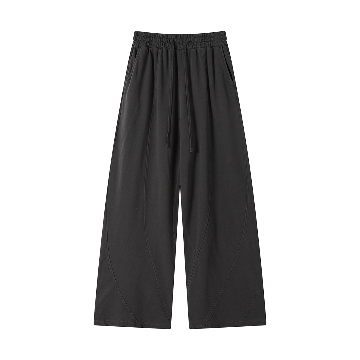 Streetwear Distressed Curved Panel Straight-Leg Pants