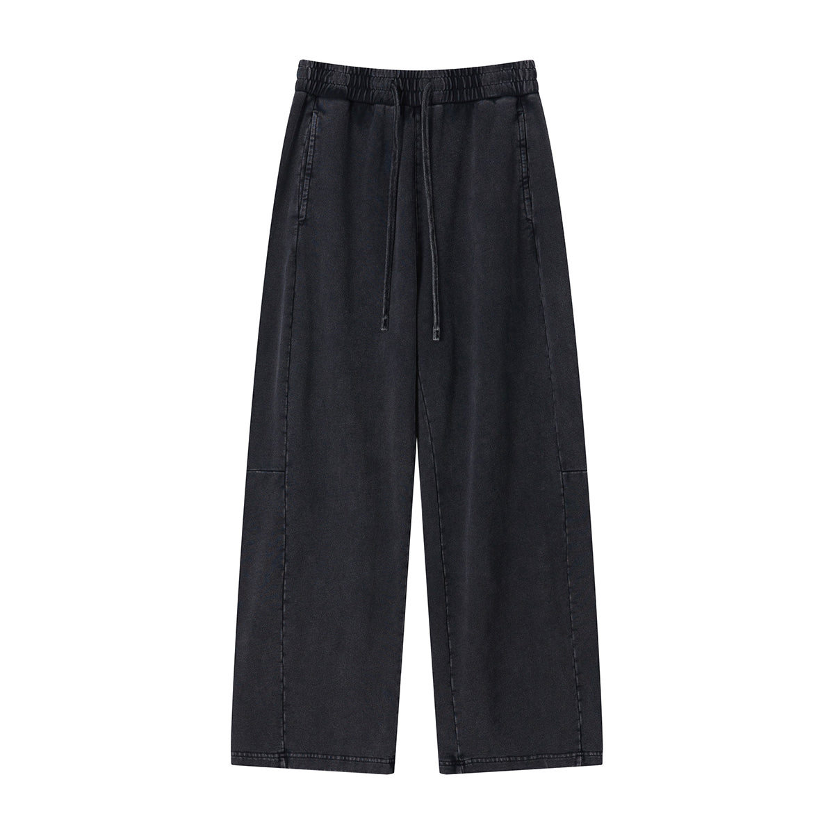 Curved Seam Straight Leg Casual Street Trousers