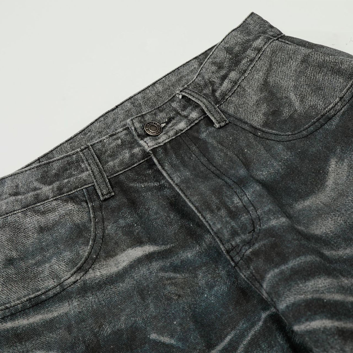 Hand-Rubbed Whisker Premium High Street Loose Straight Jeans