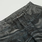 Hand-Rubbed Whisker Premium High Street Loose Straight Jeans