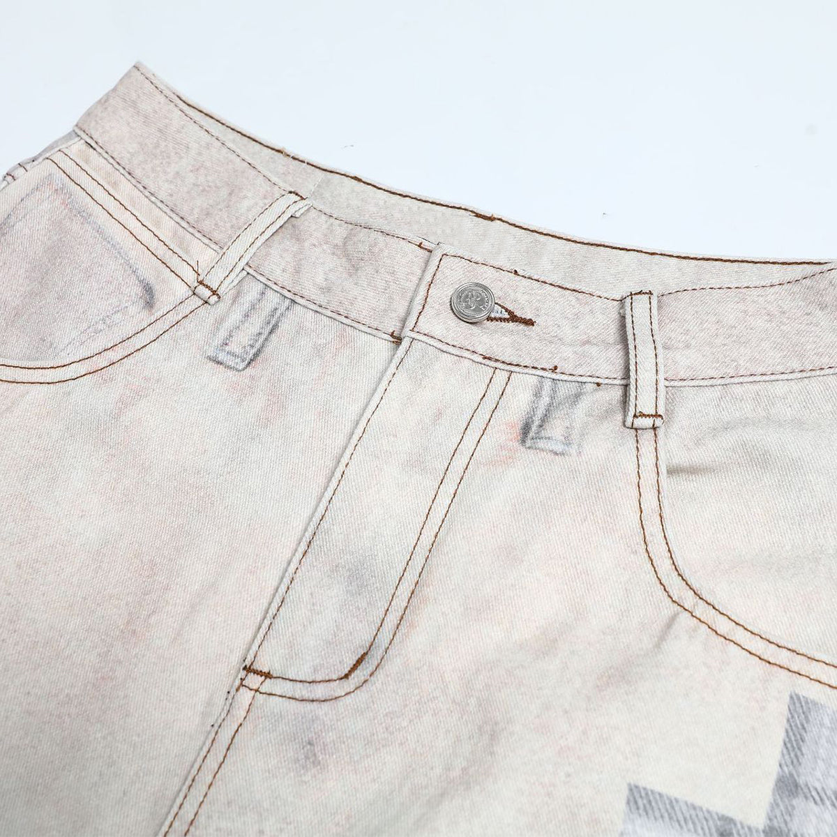 High Street Vintage-Inspired Patchwork Print Wide-Leg Jeans