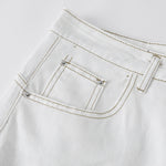 Ink-splatter Barrel Leg Denim Shorts