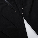 Croc Textured Panels Edgy Black Denim Wide Leg Jeans