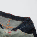 Patchwork Curved Wide-Leg Raw Denim Premium Jeans