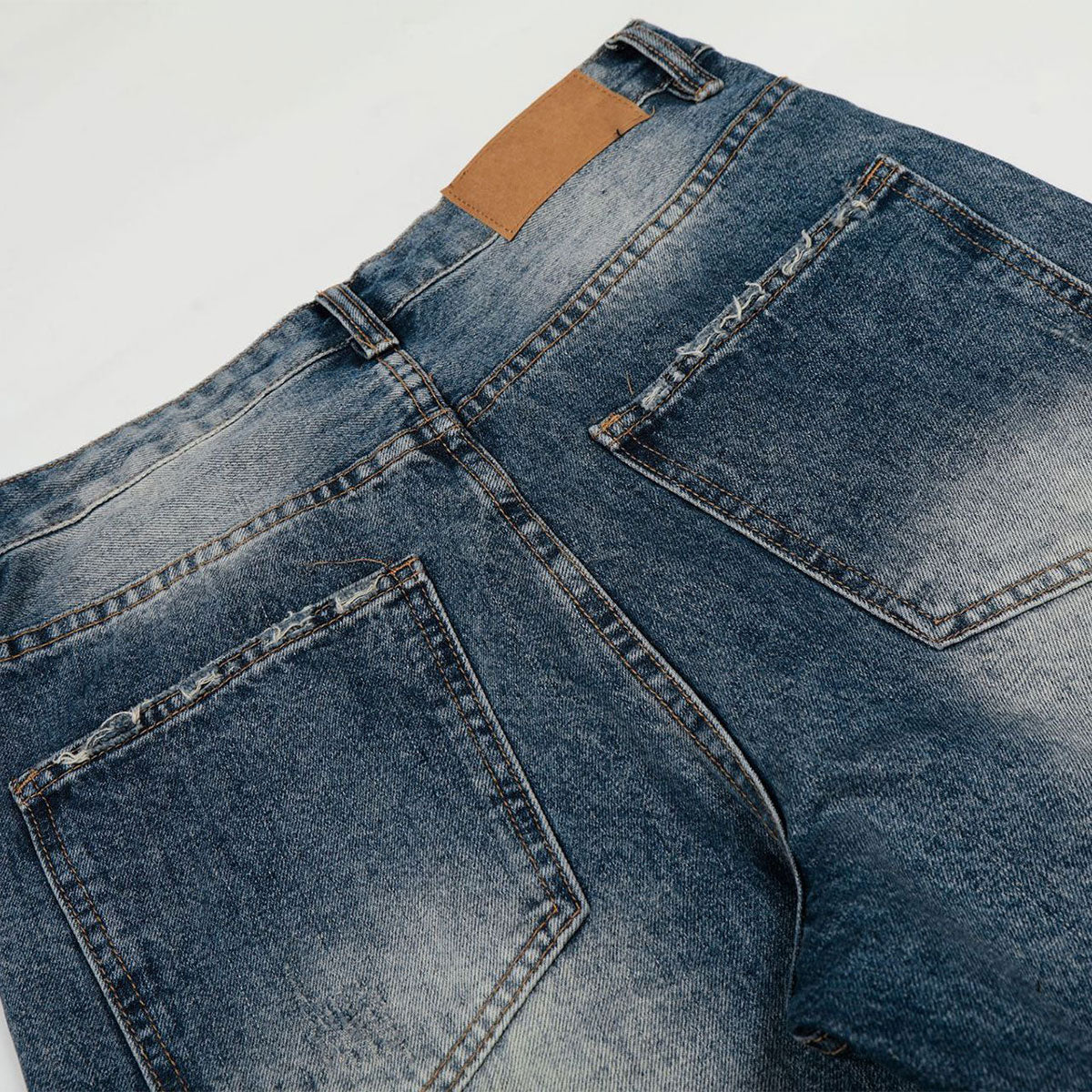 High Waist Wide Leg Distressed Faded Jeans