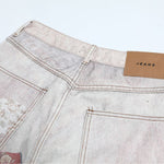 High Street Vintage-Inspired Patchwork Print Wide-Leg Jeans