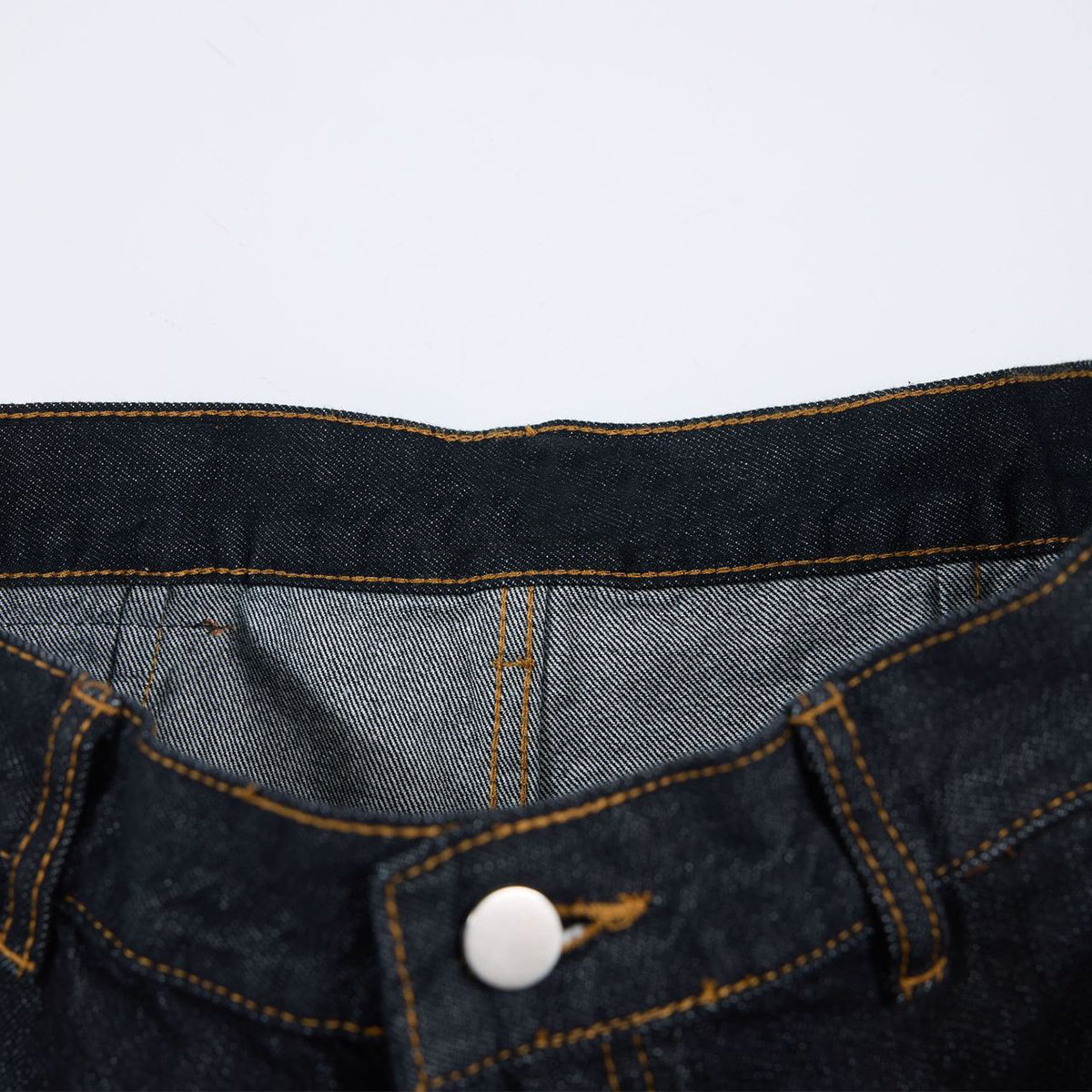 Premium Raw Denim Panel Stitch Wide-Leg Jeans