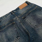 Vintage Dark Wash Faded Wide Denim