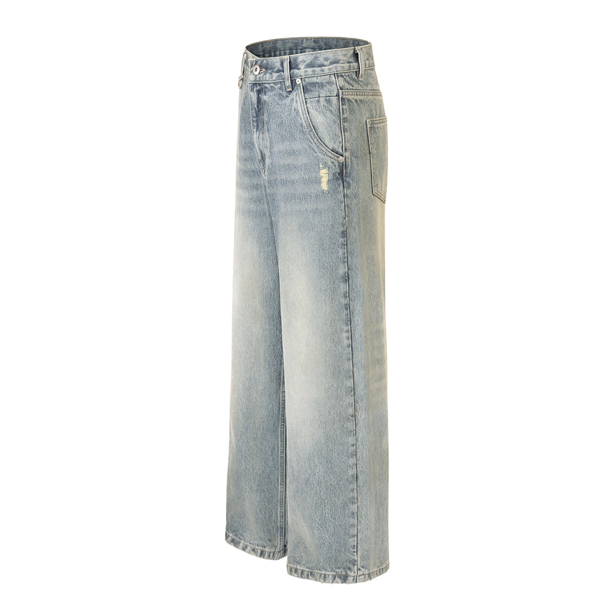 Classic Faded Blue Distressed Denim Pants
