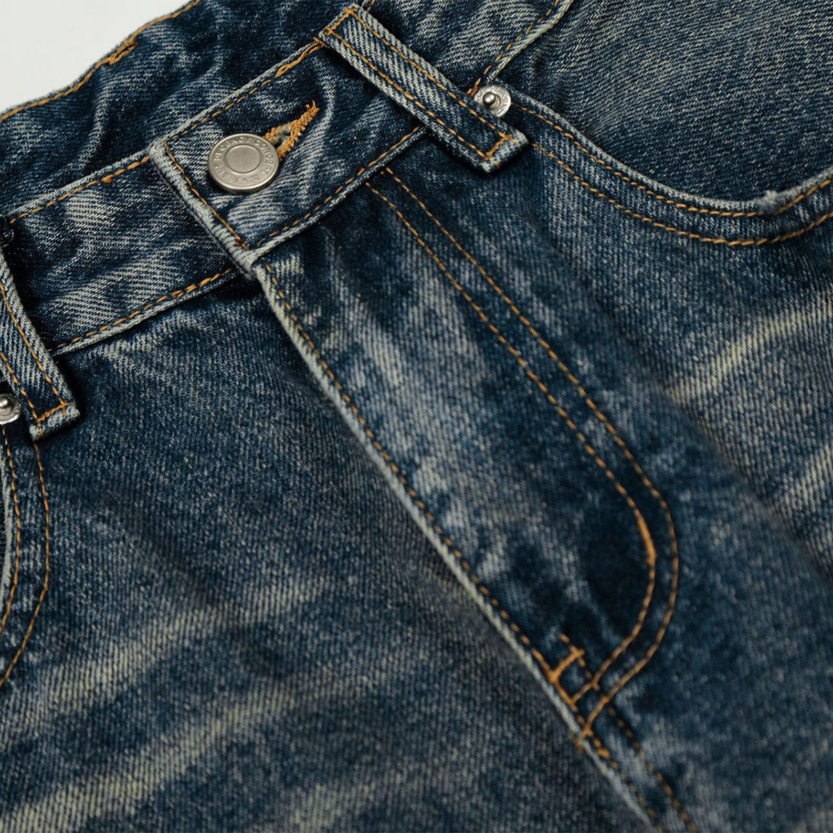 Vintage Dark Wash Faded Wide Denim