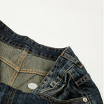 Whisker Fade Vintage High-Street Loose Blue Jeans