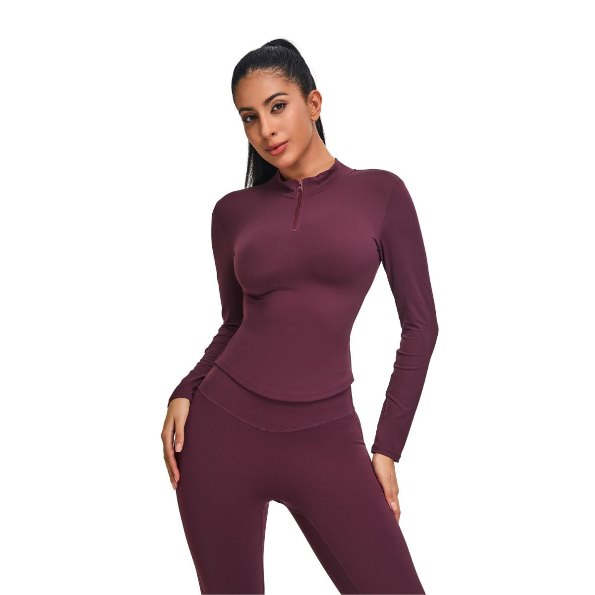 Half-Zip Long-Sleeve Seamless Top