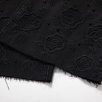 Risen Jeans Rose Embroidered Lace-Cut Jeans with Pearl Beading