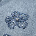 Risen Jeans Floral Embroidered Pearl-Beaded Cut-Out Jeans