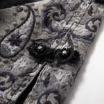 Raw-Edge Hem Heavily Embroidered Denim Skirt