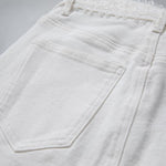 Pearl-embellished Embroidered Butterfly Denim Shorts