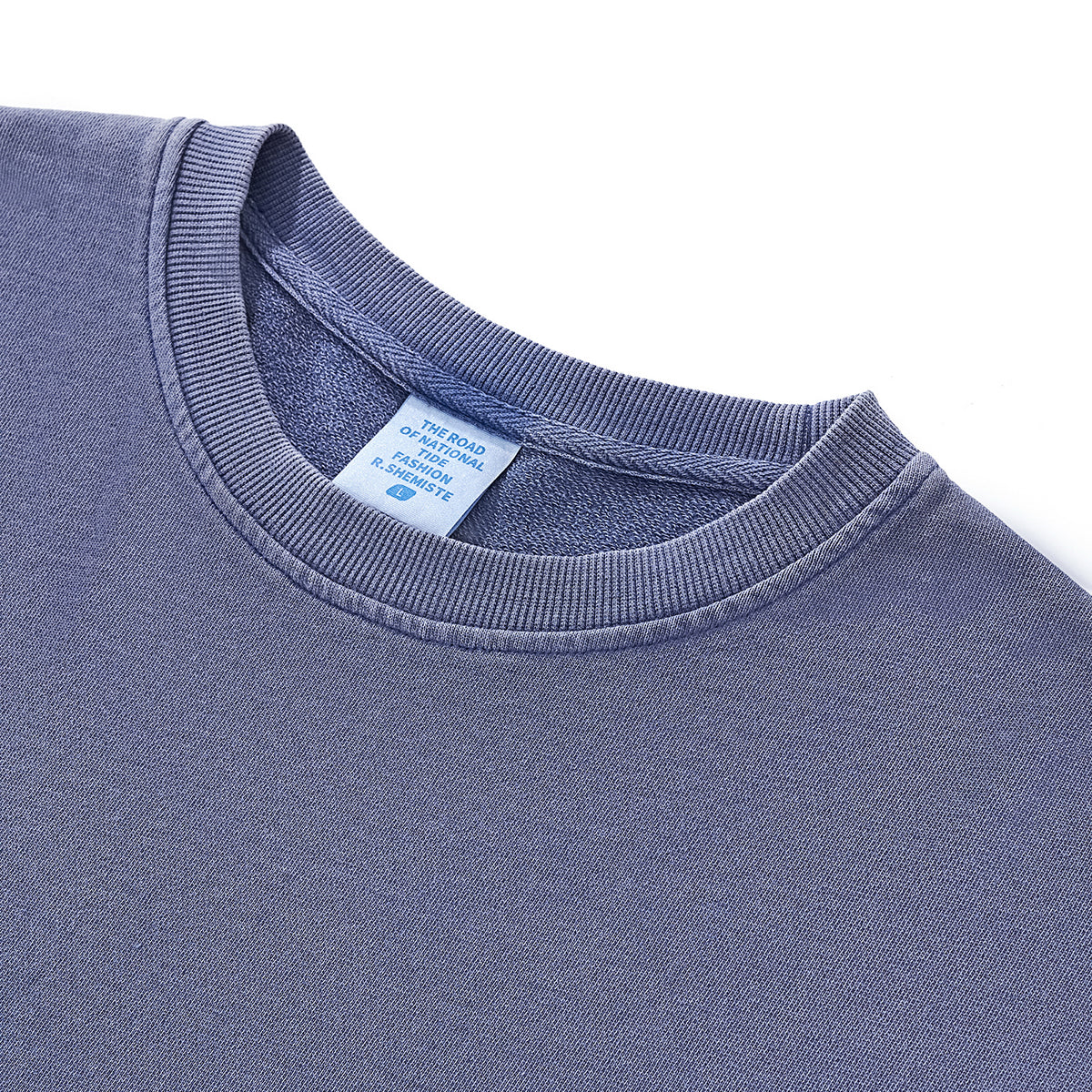 Camiseta corta vintage lavada con bordes sin rematar, 8.4 oz