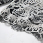 Pearl & Rhinestone Lace-Cut Denim Shorts