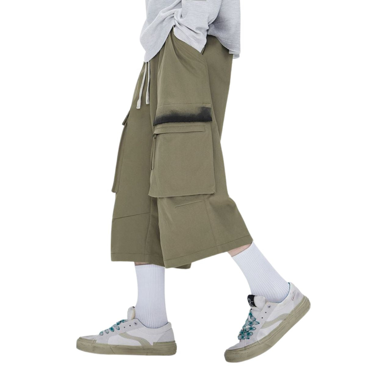 Pantalones cargo de pierna ancha y corte tobillero