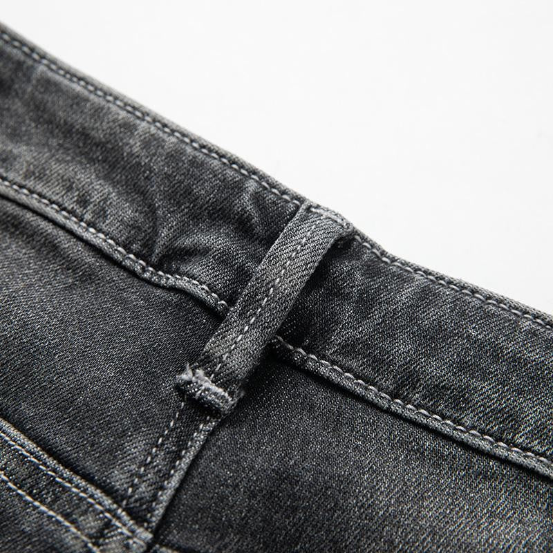 Asymmetric Heavy Embroidered Denim Shorts