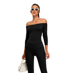 Boat Neck Seamless Long-Sleeve Tee