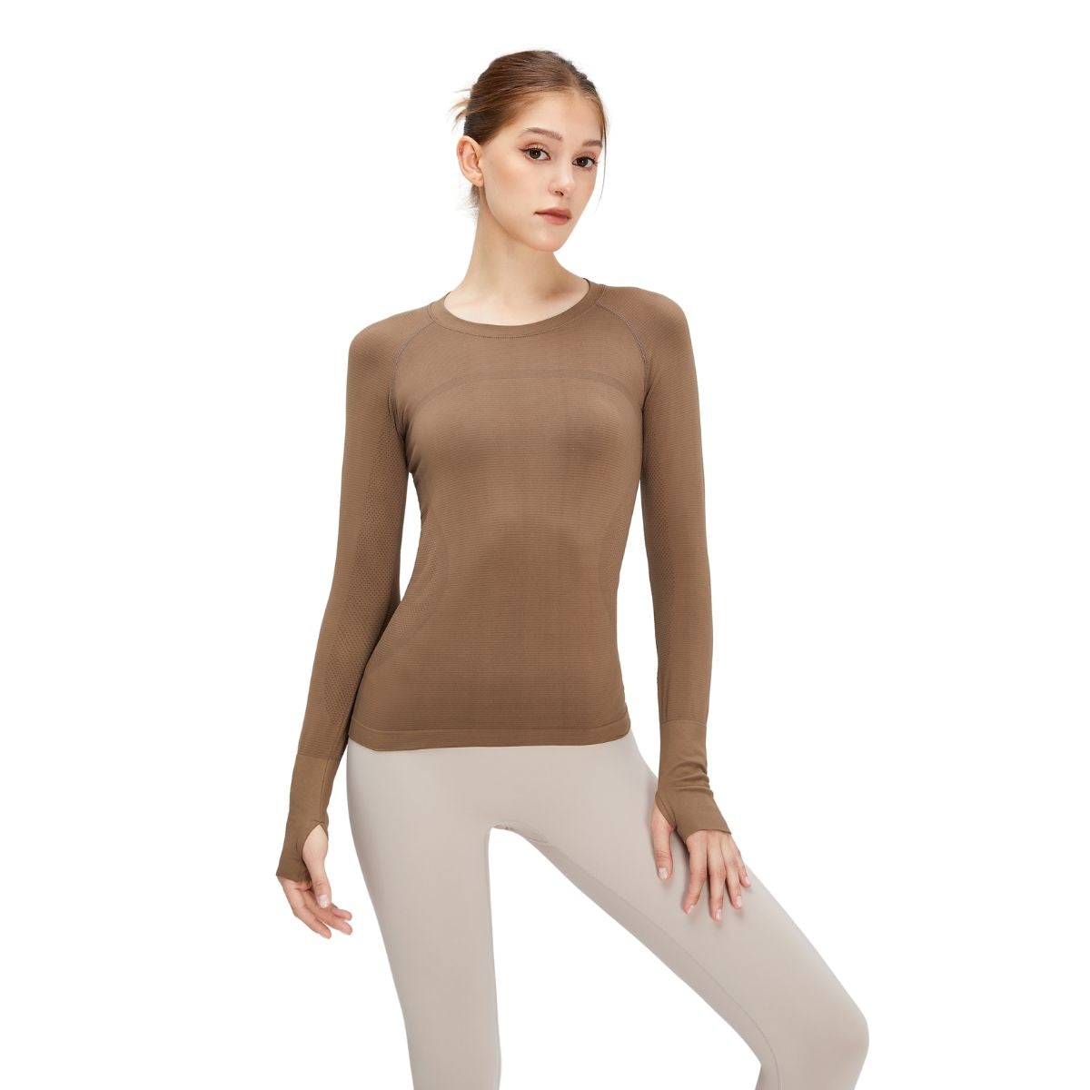 Thumb Holes Seamless Long-Sleeve Shirt