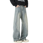 Trendy Buttoned Mock-Slit Wide-Leg Jeans