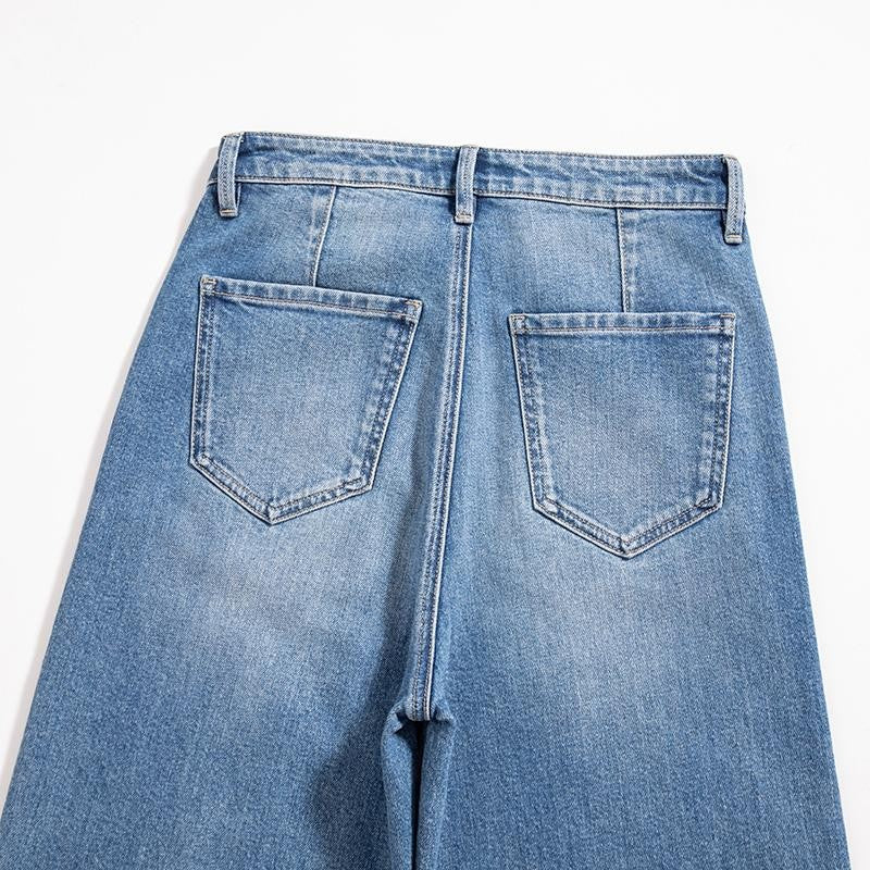 Risen Jeans Raw Hem Floral Lace-Cut Jeans with Rhinestones