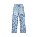Risen Jeans Embroidered Cut-Out Pearl Rhinestone Ankle Jeans