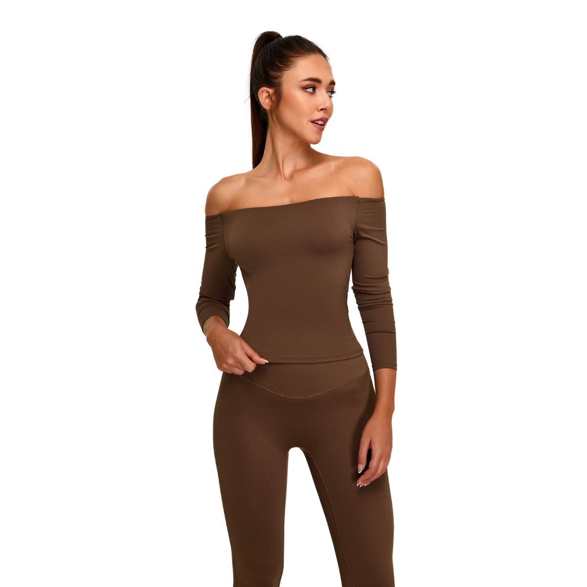 Boat Neck Seamless Long-Sleeve Tee