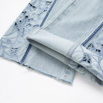 Risen Jeans Lightweight Rhinestone & Embroidered Cut-Out Jeans