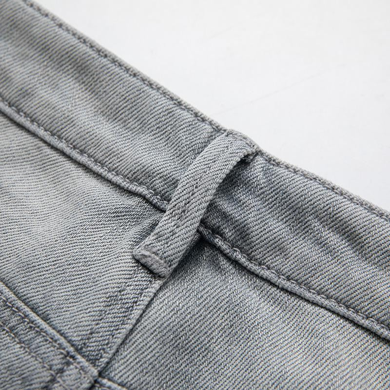 Pearl & Rhinestone Lace-Cut Denim Shorts