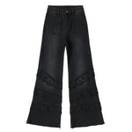 Risen Jeans Pearl-Embellished Embroidered Patchwork Cut-Out Jeans