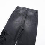 Risen Jeans Pearl-Embellished Floral-Embroidered Whisker Jeans