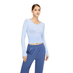 Top corto de rayas de manga larga