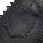 Risen Jeans Rhinestones & Pearls Embroidery Patchwork Ankle Jeans