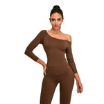 Boat Neck Seamless Long-Sleeve Tee