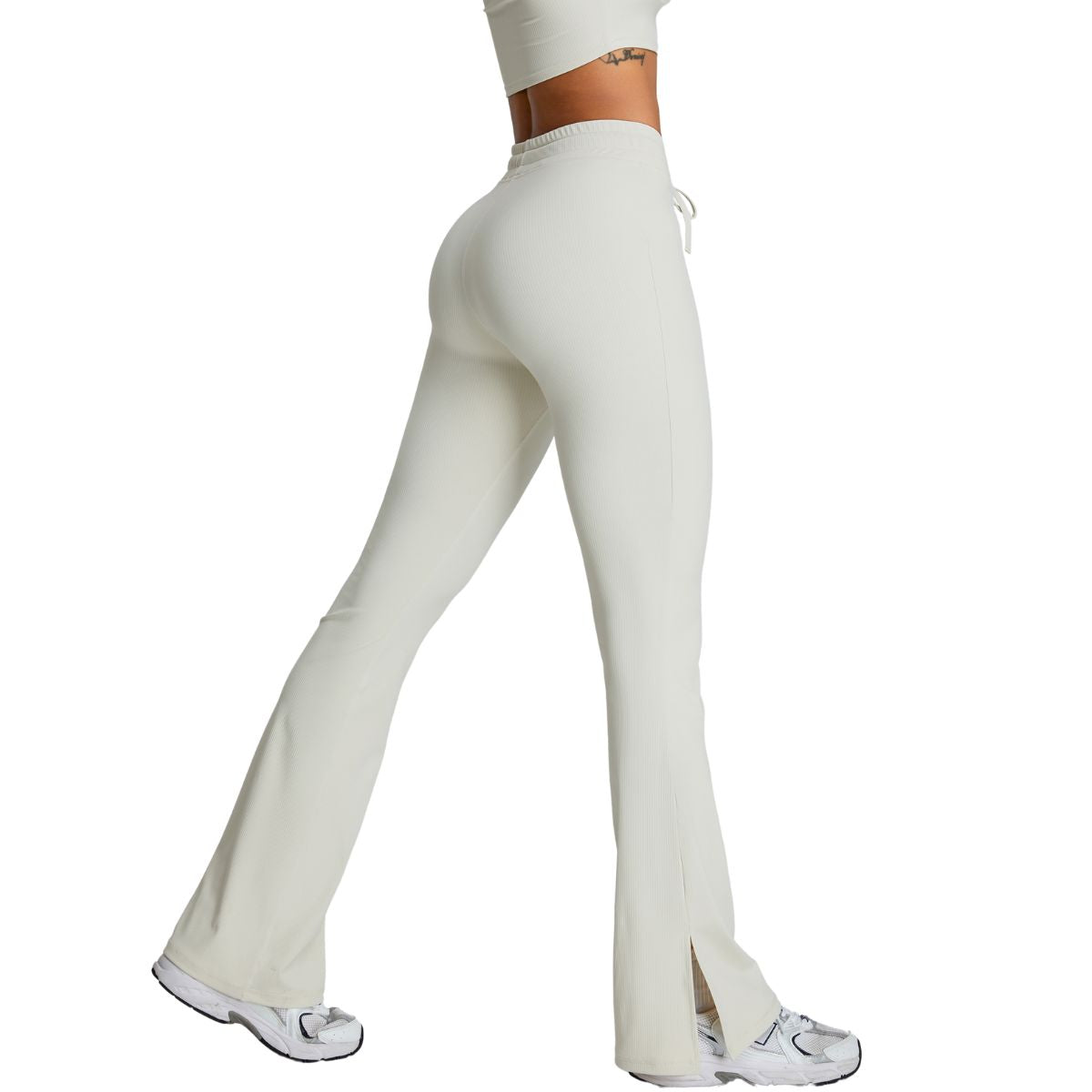Drawstring Split-Hem Flare Leggings
