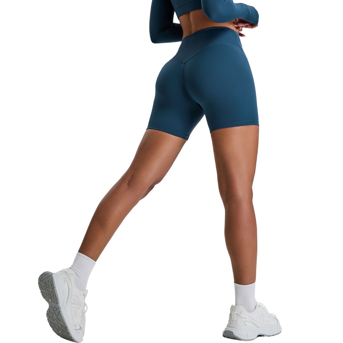 Solid Color Booty-Lifting Yoga Shorts