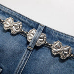 Risen Jeans Rhinestone-Transferred & Embroidered Cut-Out Jeans