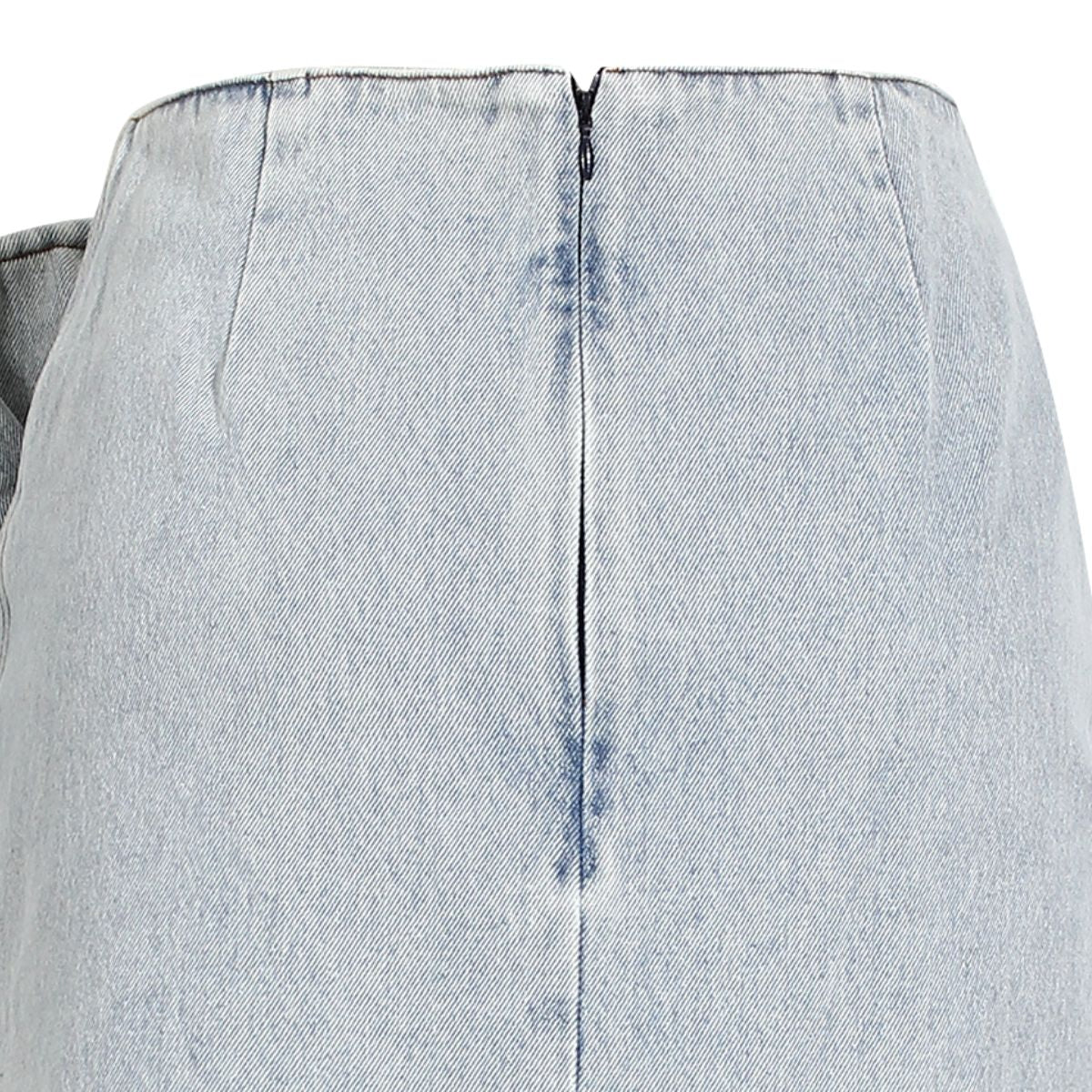 Floral Appliqué Denim Midi Skirt