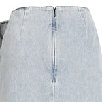 Floral Appliqué Denim Midi Skirt