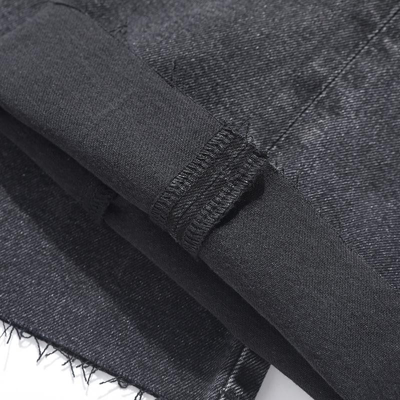 Risen Jeans Pearl-Embellished Embroidery Cut-Out Whisker Jeans