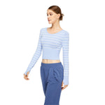 Top corto de rayas de manga larga