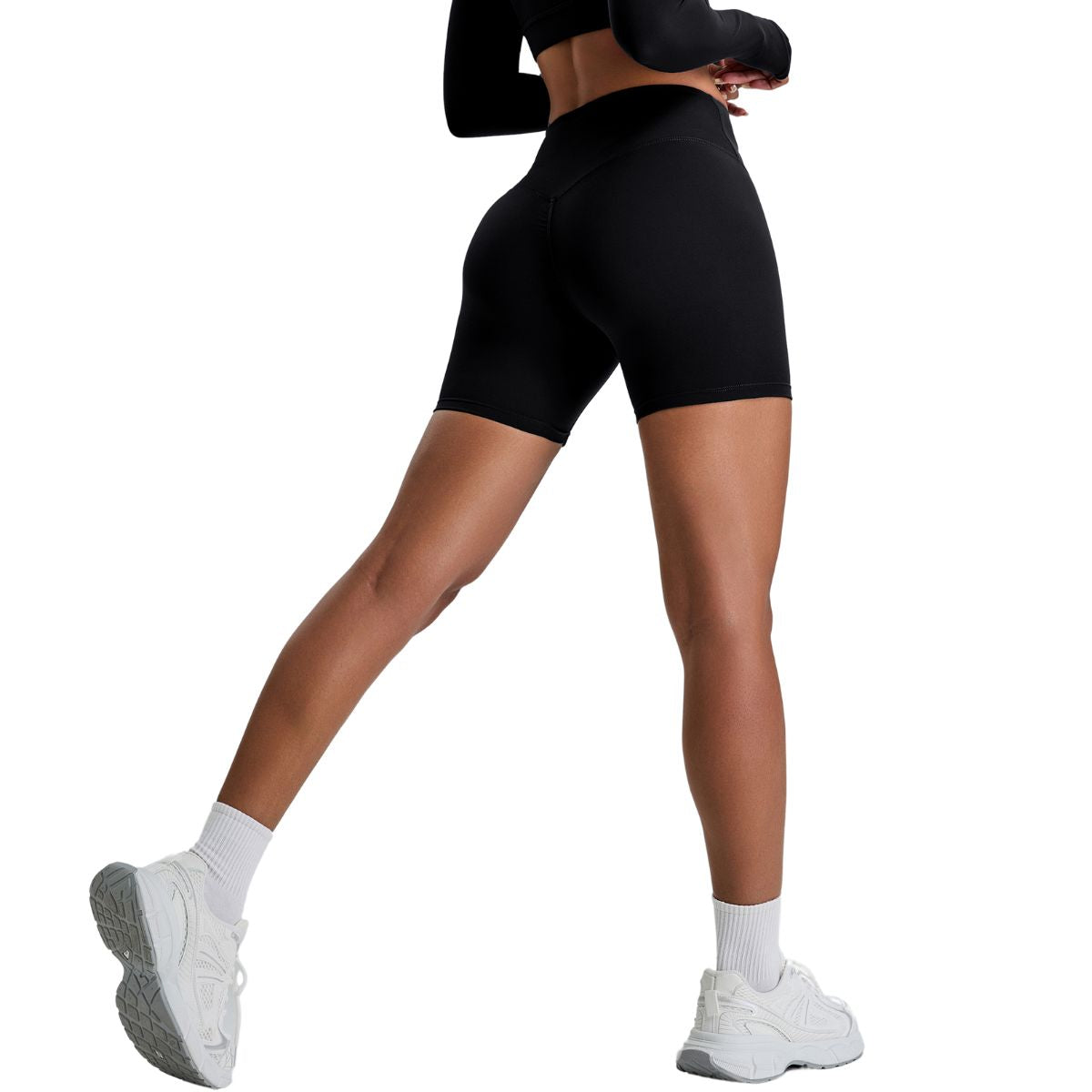 Solid Color Booty-Lifting Yoga Shorts