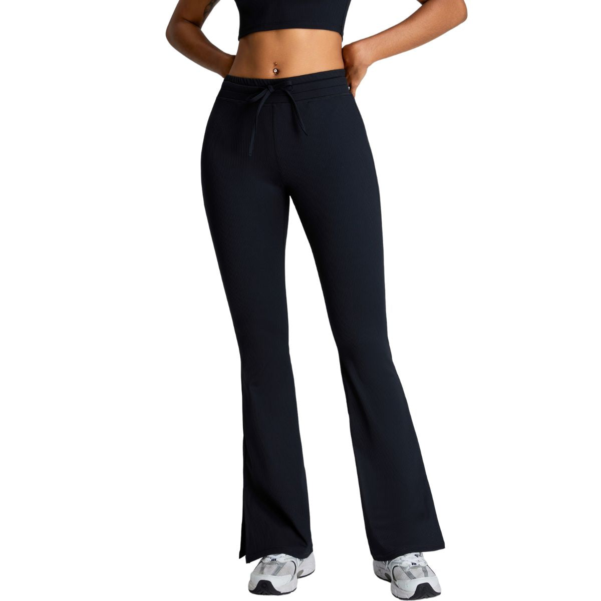 Drawstring Split-Hem Flare Leggings
