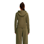 Sudadera con capucha y cierre completo, de color liso y corte holgado