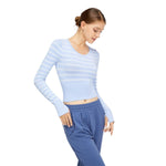 Top corto de rayas de manga larga