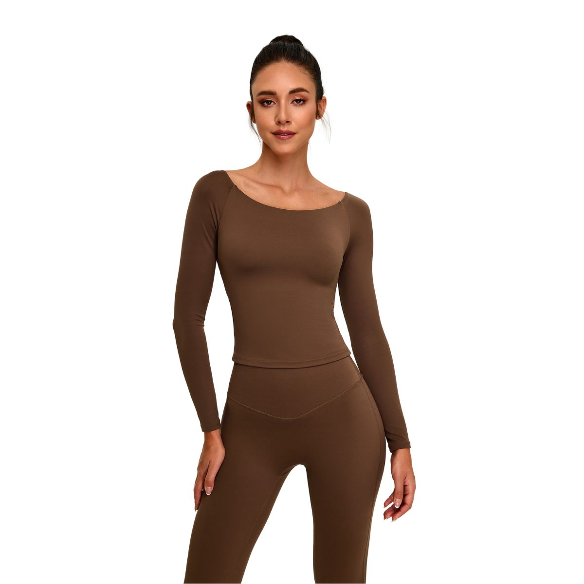 Boat Neck Seamless Long-Sleeve Tee